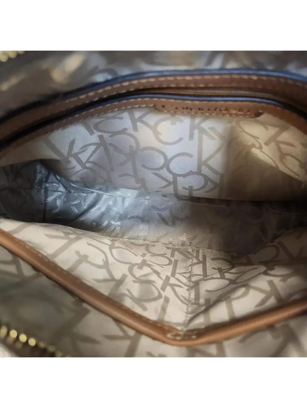 Calvin Klein Monogram Crossbody Bag Brown Size Medium